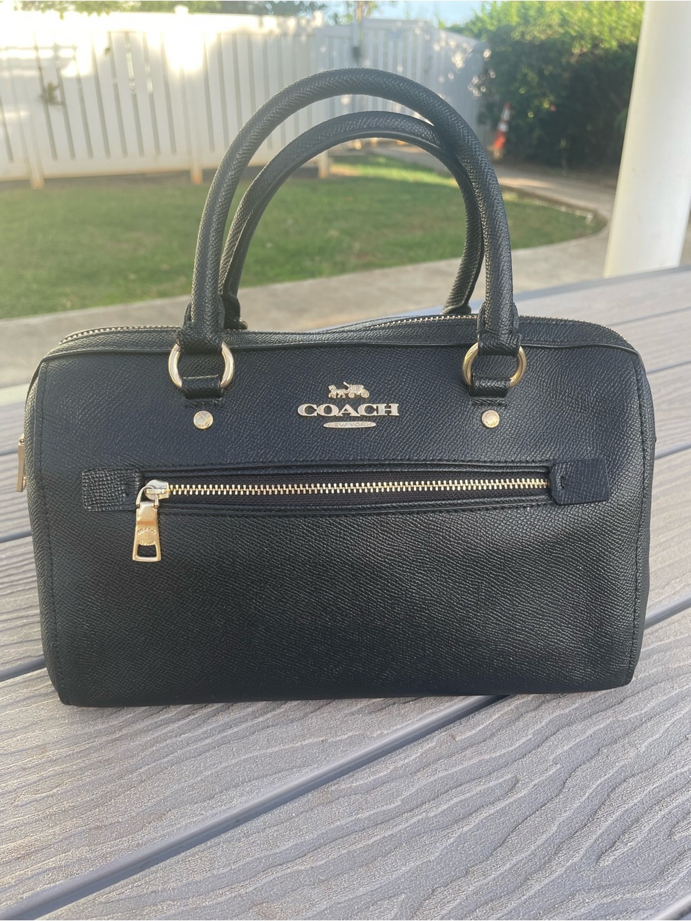 Coach Medium Black Leather Rowen with Gold Hardware - Picture 7 of 7